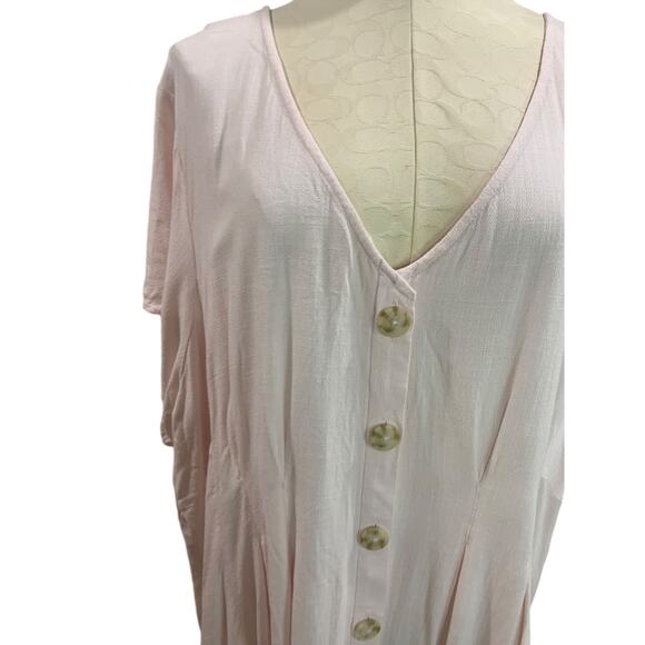 3X Torrid Womens Blush Pink Lightweight Short Sleeve Shirt Button Up V-Neck - Picture 3 of 7